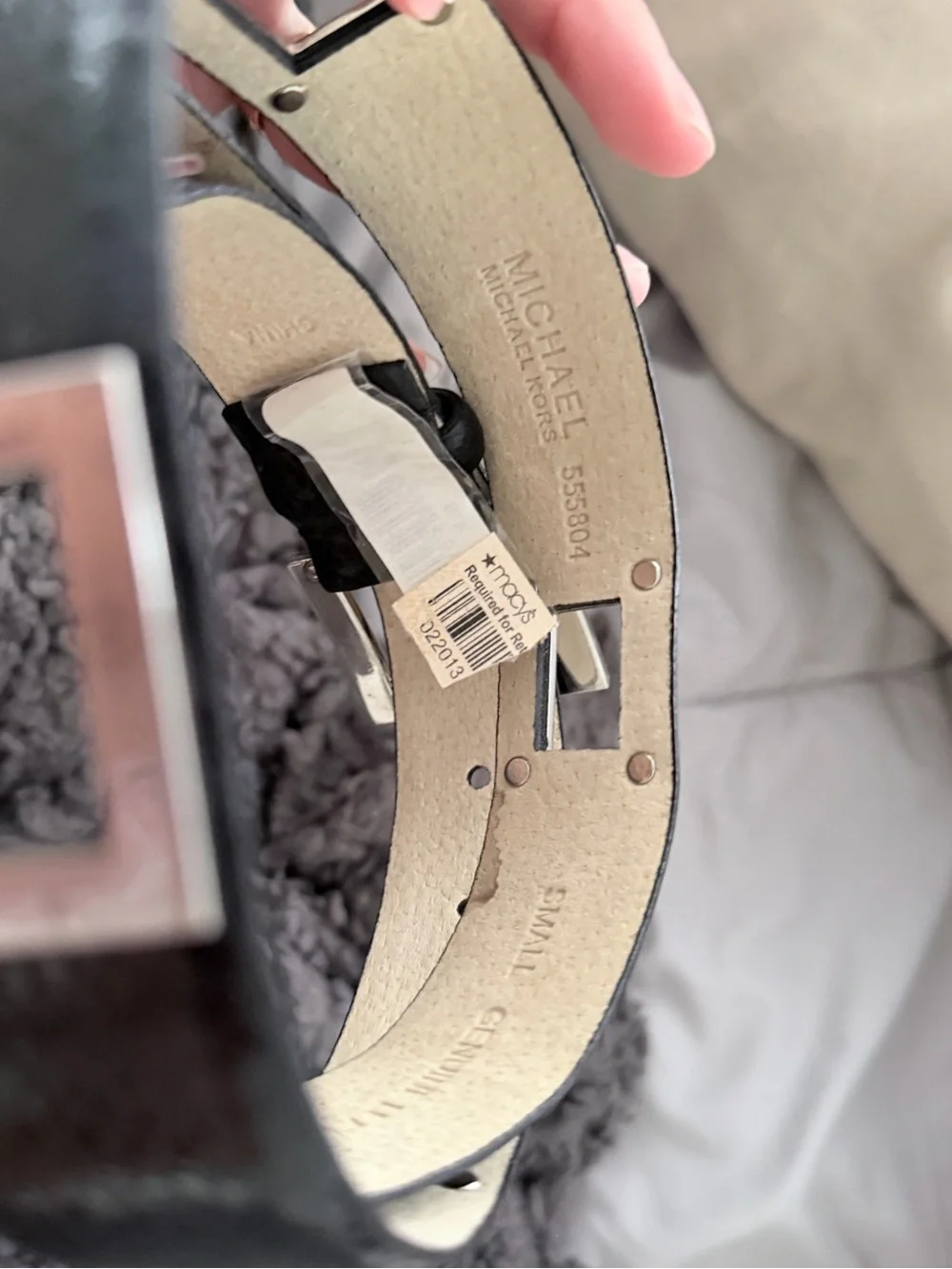 Michael Kors black textured leather belt
